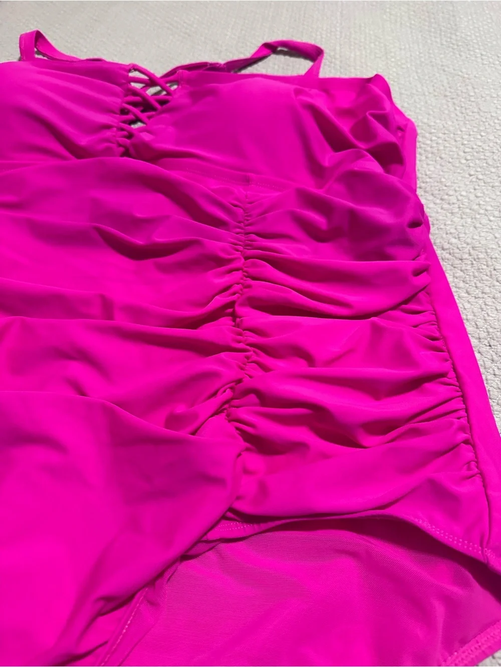 torrid Hot Pink Lace-Up One-Piece Swimsuit